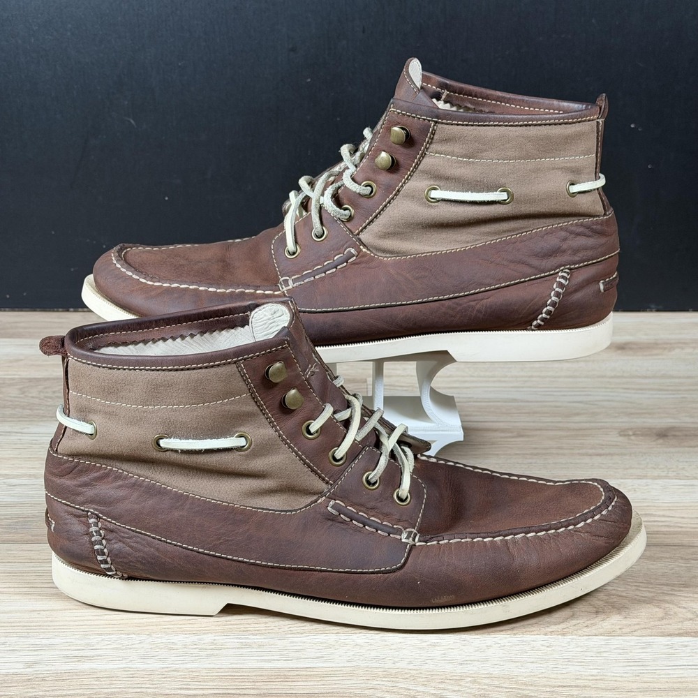 Cole Haan Chukka Boots Mens Size 13 Brown White Yacht Club Leather Preppy C10060